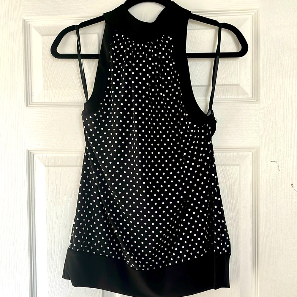 White House Black Market Black Polka Dot Halter Tank